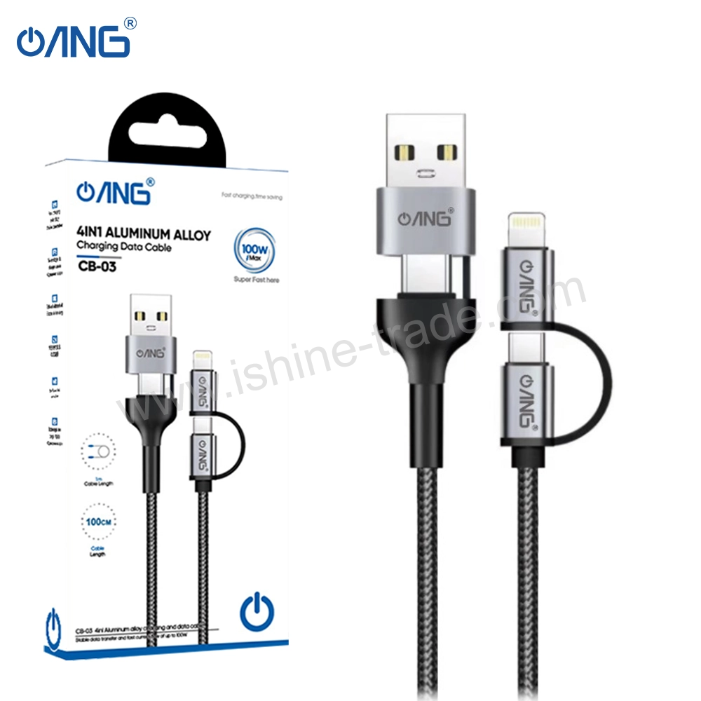 ANG CB-03 4-in-1 Fast Charging Cable – USB-A to USB-C, Lightning & Micro USB Multi Charging Cable