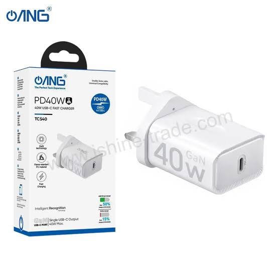 ANG PD40W TCS40 USB-C Fast Wall Charger – 40W Power Delivery UK Plug