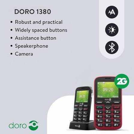 Doro 1380 Dual SIM Mobile Phone – Large Buttons, Assistance Button & Long Battery Life - RED