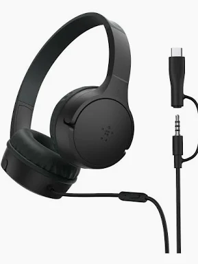 Belkin SoundForm Mini Wired Kids Headphones – USB-C & 3.5mm, 85dB Safe Sound