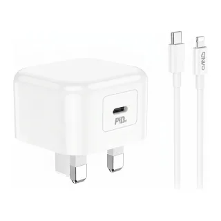 ANG PD20W TC76A USB-C Fast Wall Charger – 20W Power Delivery UK Plug - With Lightning Cable