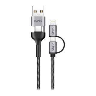 ANG CB-03 4-in-1 Fast Charging Cable – USB-A to USB-C, Lightning & Micro USB Multi Charging Cable