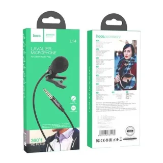 Hoco Lavalier Microphone with 3.5mm Jack & Clip Black