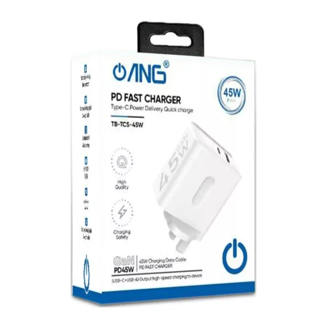 ANG TB-TCS-45W 45W USB-C PD Fast Wall Charger – GaN Fast Charging UK Plug