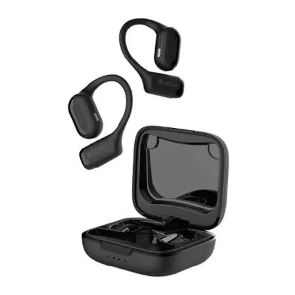 DEVIA OWS Pro1 Open Wireless Earbuds – Open-Ear Bluetooth 5.3 Headset with ENC & 40-Hour Battery Black