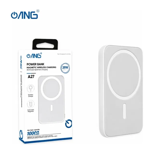 ANG A27 10000mAh MagSafe Magnetic Wireless Power Bank – 20W PD Fast Charging