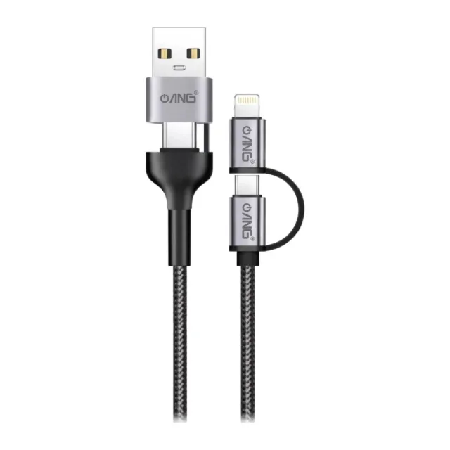 ANG CB-03 4-in-1 Fast Charging Cable – USB-A to USB-C, Lightning & Micro USB Multi Charging Cable