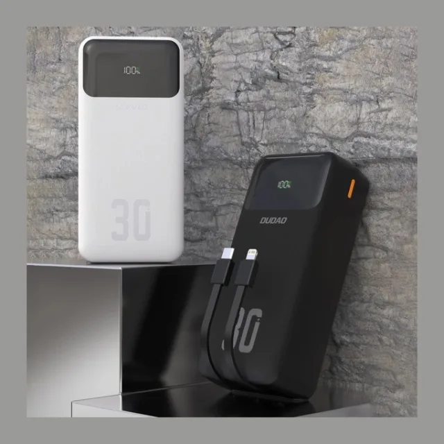 Dudao 30000mAh PD 22.5W Power Bank with Built-in Cables