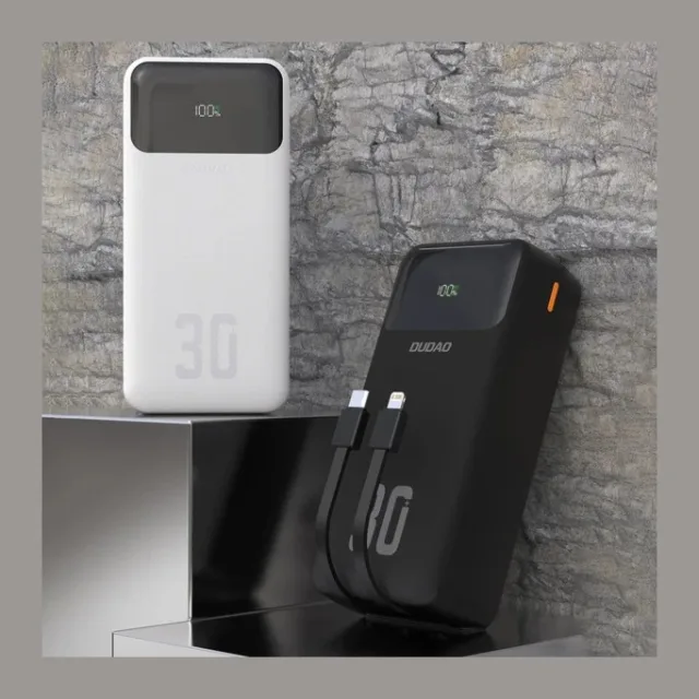 Dudao 30000mAh PD 22.5W Power Bank with Built-in Cables