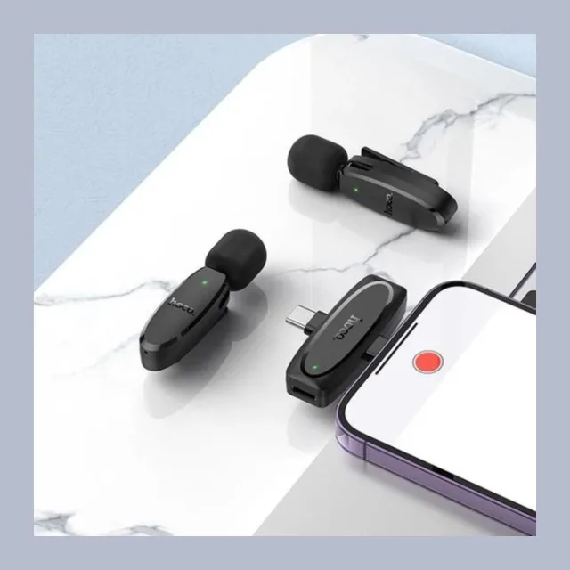 Hoco Wireless Lavalier Microphones, Lightning & USB-C 2-Pack