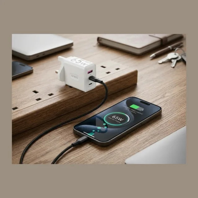 ANG TCS65AG-Dual PD 65W USB C + Single USB QC3.0 GaN Turbo Adaptor