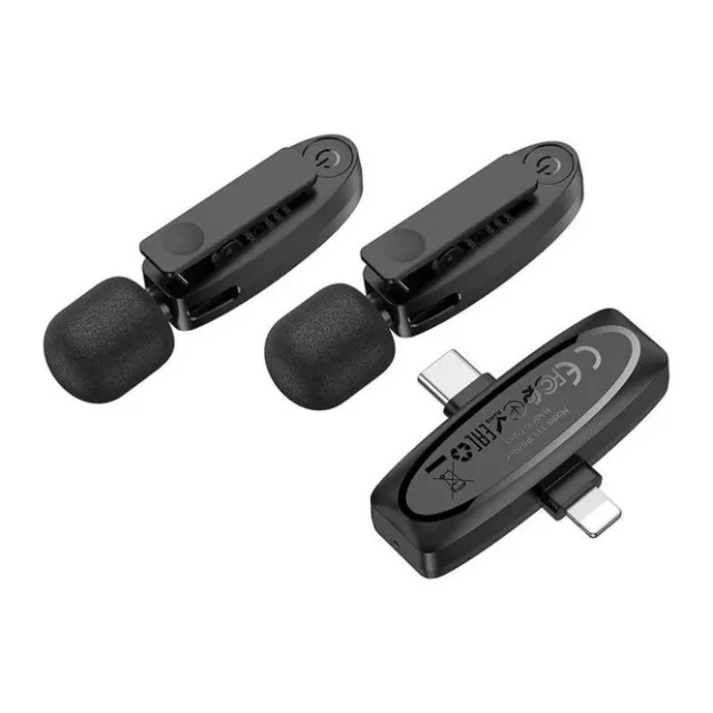 Hoco Wireless Lavalier Microphones, Lightning & USB-C 2-Pack