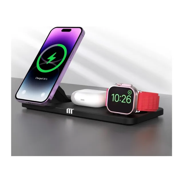 Forcell Wireless charge Forcell F-Energy 3in1 MagNetix USB C Qi2 20,5W compatible with MagSafe black 0INT
