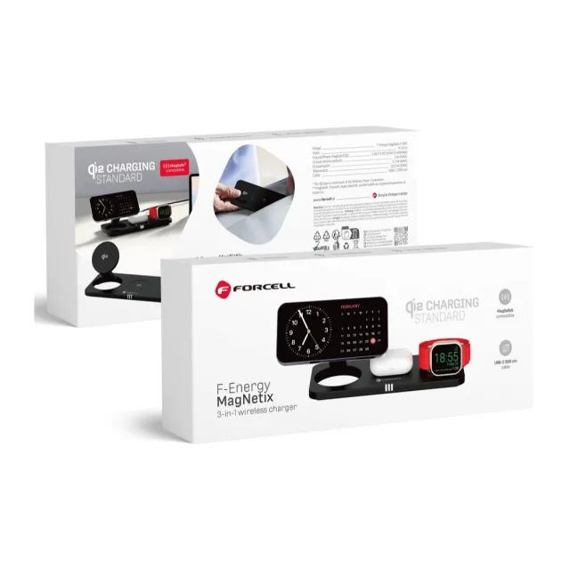 Forcell Wireless charge Forcell F-Energy 3in1 MagNetix USB C Qi2 20,5W compatible with MagSafe black 0INT
