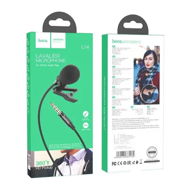 Hoco Lavalier Microphone with 3.5mm Jack & Clip