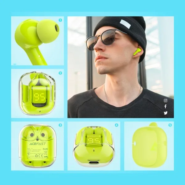ACEFAST T6 TWS headset (ACEFAST Crystal T6) Youth green