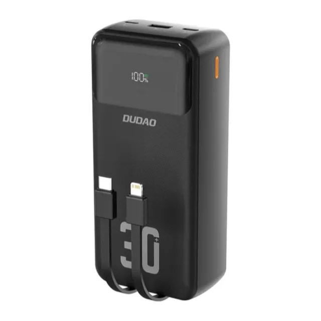 Dudao 30000mAh PD 22.5W Power Bank with Built-in Cables