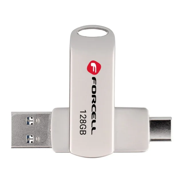 Forcell Pendrive USB 3.2 Gen 1 (USB A / USB C) Forcell F-Data Metal Duo silver Silver